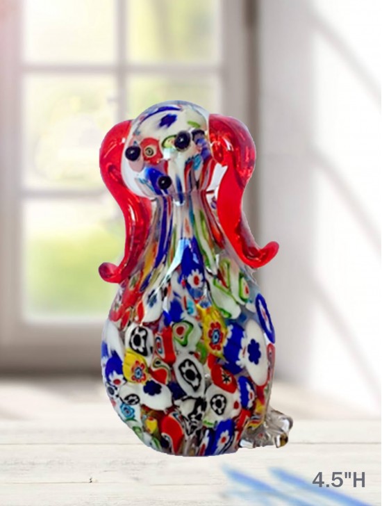 Glass Dog with Flowers